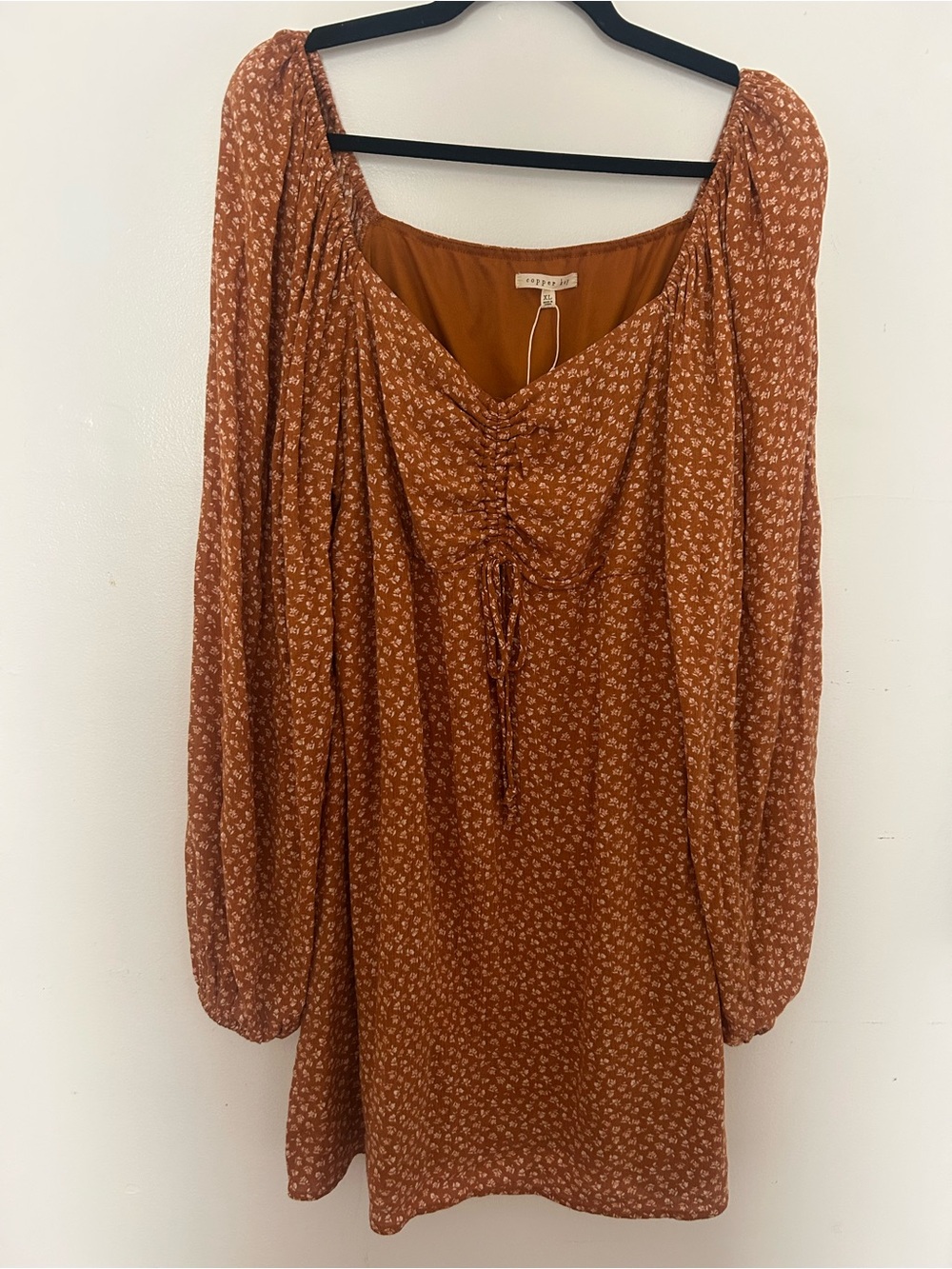 Reformation Terracotta Floral Long-Sleeve Peasant Dress Top only worn once. Cute